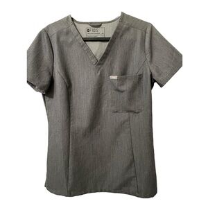 FIGS Catarina One Pocket Gray Pullover Scrub Top Like New Condition Size XS